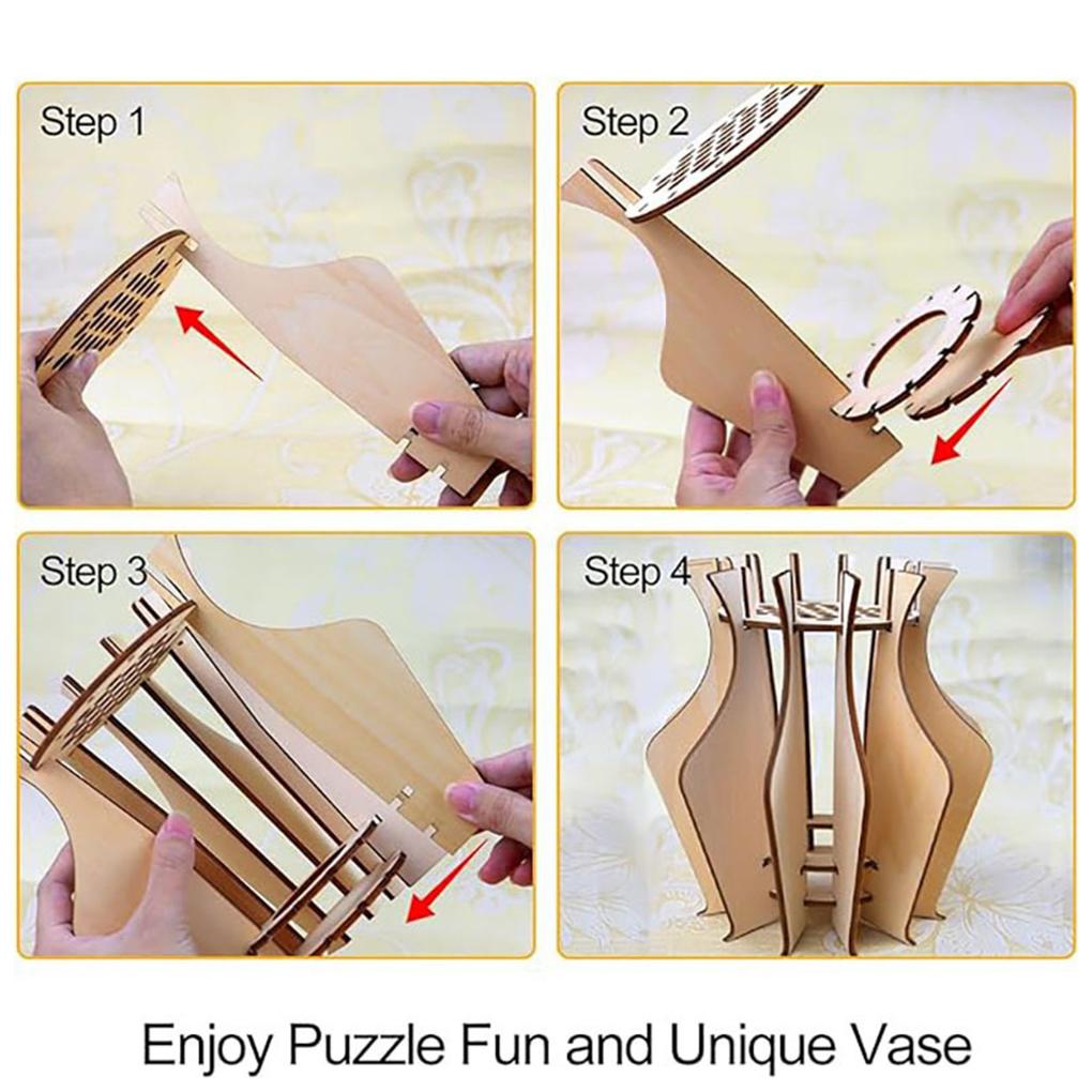 Decorative Flower Stand Bouquets With Beautiful Wooden Vase Made Of Wood Wooden Puzzle Flower Stand Type+2