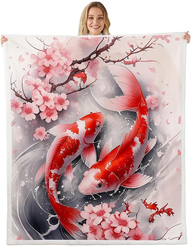 GUOYU Blanket Cat Anime Fleece Throw Blanket Queen Japanese Retro Funny Cat Sherpa Blanket Boys Girls Japanese Style Plush Blanket Japanese