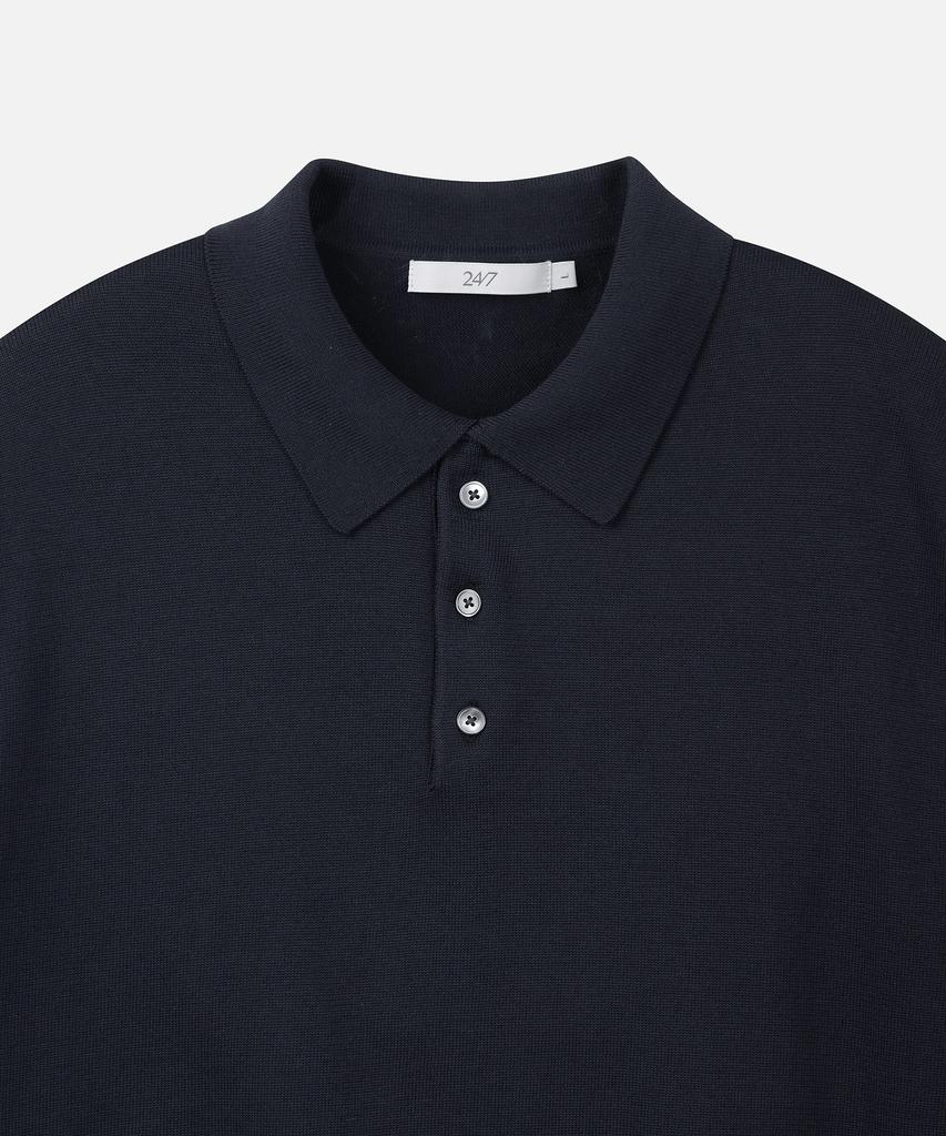 247Silijeu Supima Cotton Collar Half Knit Dark Navy (B Type)