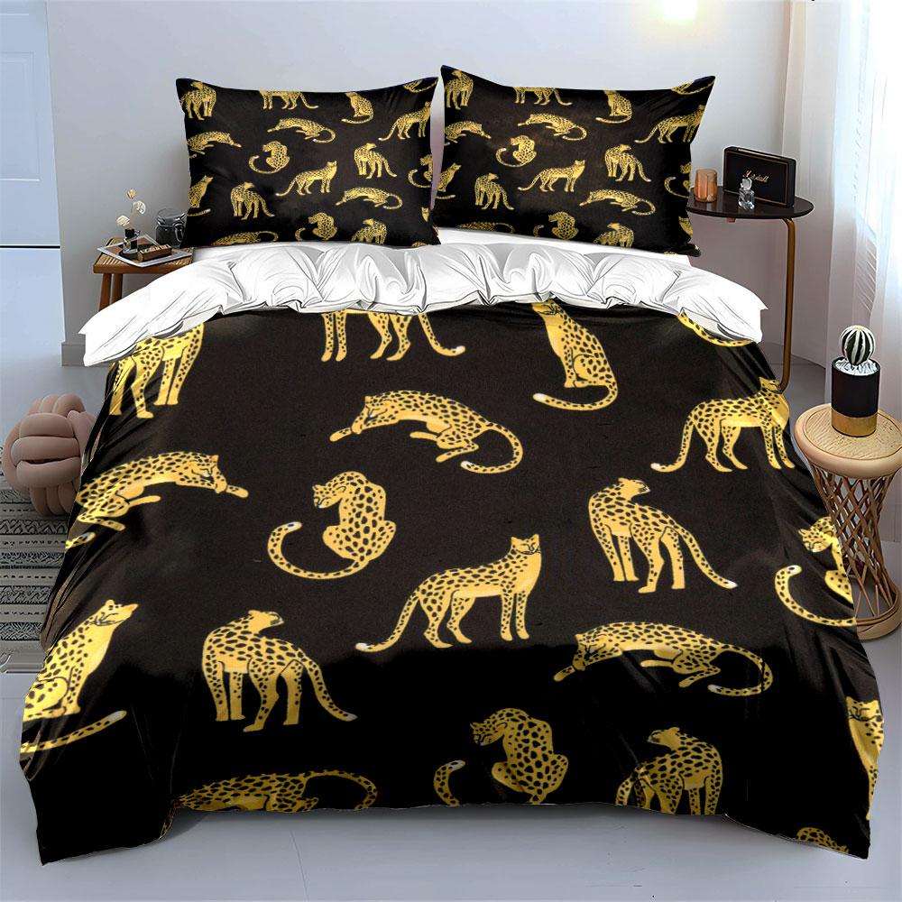 Leopard Pattern Three-Piece Set Multiple Sizes Kid'S And Adults' Bedroom Exquisite 3Pc Bedding Set, Gift