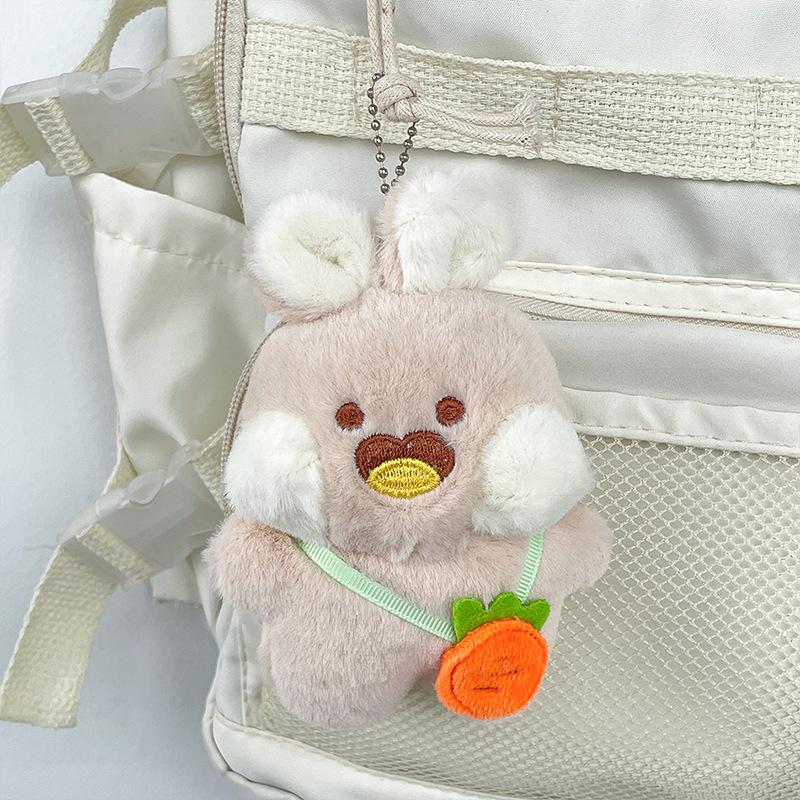New Girl's Heart Cute Carrot Shoulder Bag Duo Rabbit Plush Toy Cartoon Doll Keychain Bag Pendant