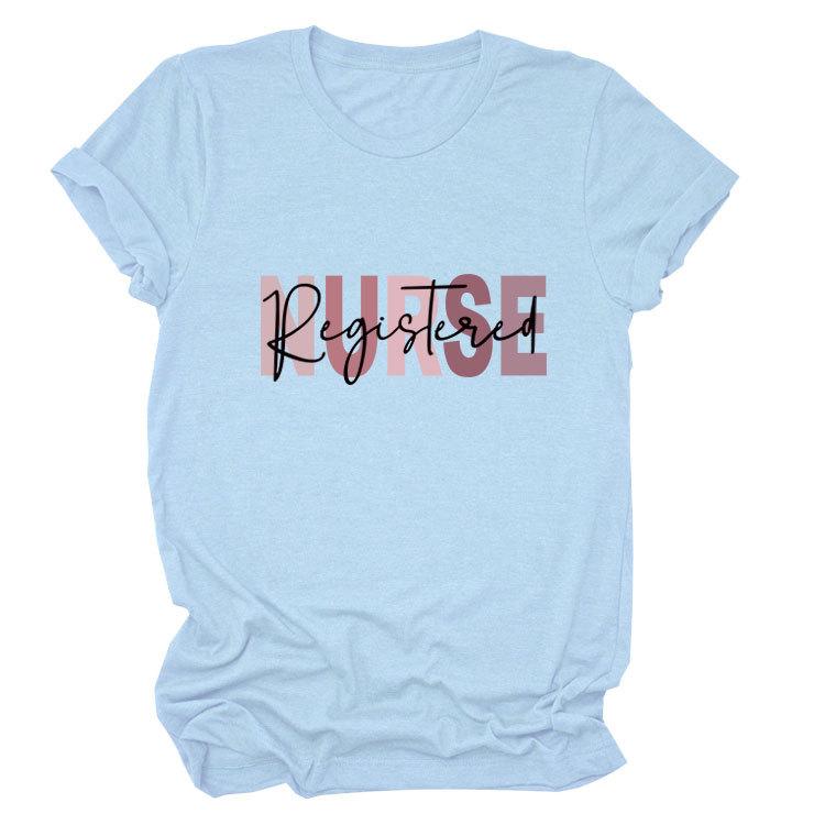 Summer Round Neck Letter Print Top Fashionable Casual Short Sleeved Women's T-shirts