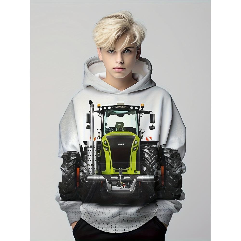 Vêtements pour enfants Sweats à capuche Manches longues Vêtements pour enfants Garçons Dessin animé Mode pour enfants Tracteurs Imprimer Filles Vêtements d'été Hauts pour garçons