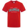 Est 1905 L0S Angeles California Letter Graphic Print T Shirt Men Fashion Tshirt Summer Cotton Tops Loose Street Hip Hop T-Shirts