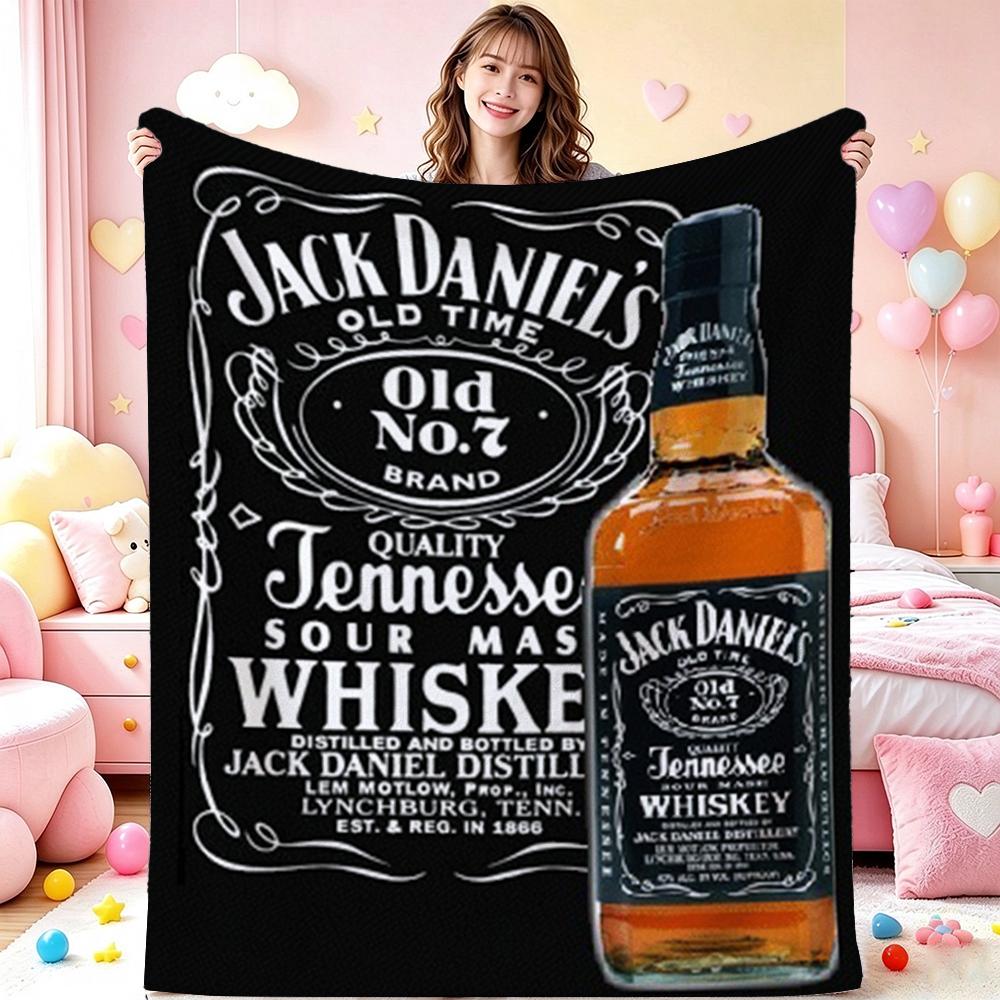 Classic Jack Daniel'S Tennessee Whiskey Flannel Printed Blanket Thick Warm Throw Blanket For Living Room Kids Room Party Decor Holiday Gift