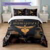 Set Biancheria da Letto 3 Pezzi Stampa Bon Jovi Copripiumino con Due Federe Biancheria da Letto Morbida per Camera da Letto Domestica