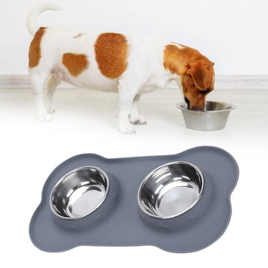 Miska dla zwierząt Wygodna Miska podwójna dla psa zapobiegająca rozlewaniu Mata silikonowa Łatwa do czyszczenia Miska na jedzenie i wodę dla kota Artykuł dla zwierząt