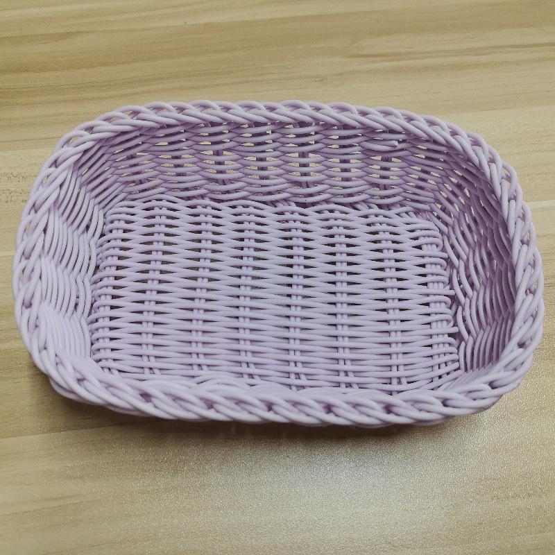 

Desktop Sundries Basket Storage Box Plastics Hand Woven Basket Organizer Office Stationery Cosmetics Snack Pouch Accessories 20*14*5.5CM фіолетовий