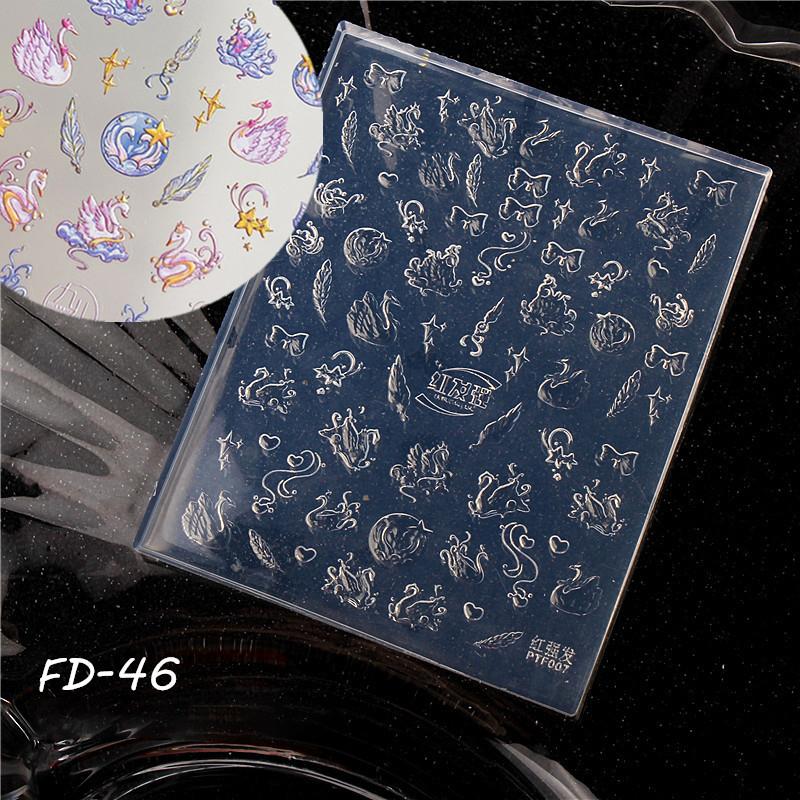 High Transparent DIY Nail Art Decor Templates Crane Swan 3D Curved Nail Art Mold with Auspicious Clouds Starfish Conch Design