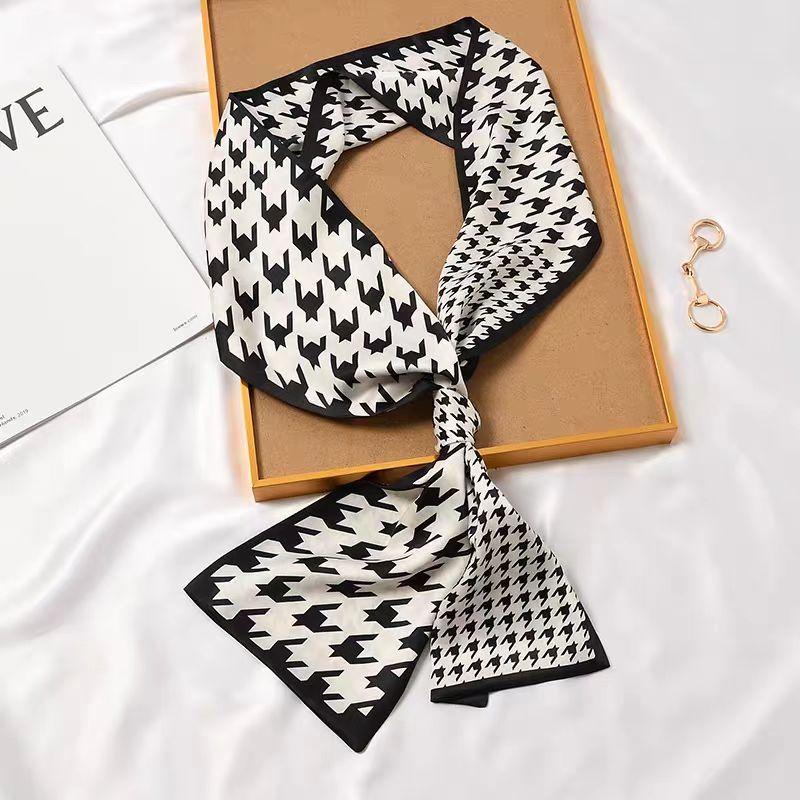 Luxury Design Silk Skinny Scarf For Women Fashion Hair Bands Neckerchief Soft Satin Lady Hands Bag Ribbon Neck Tie Scarf Female