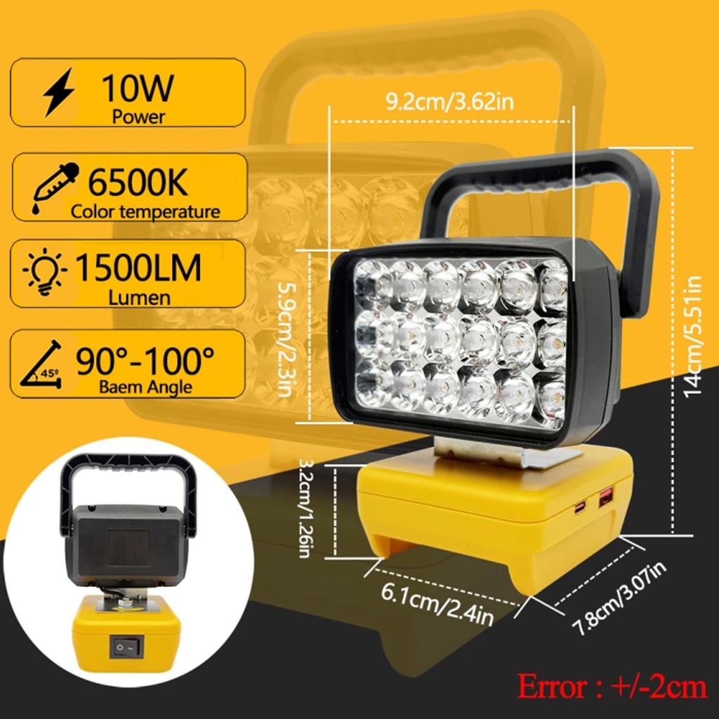 LED Work Light for Makita for Milwaukee for Dewalt Flashlight 18V Li-ion Battery Portable Emergency Lamp(Battery Not Included)