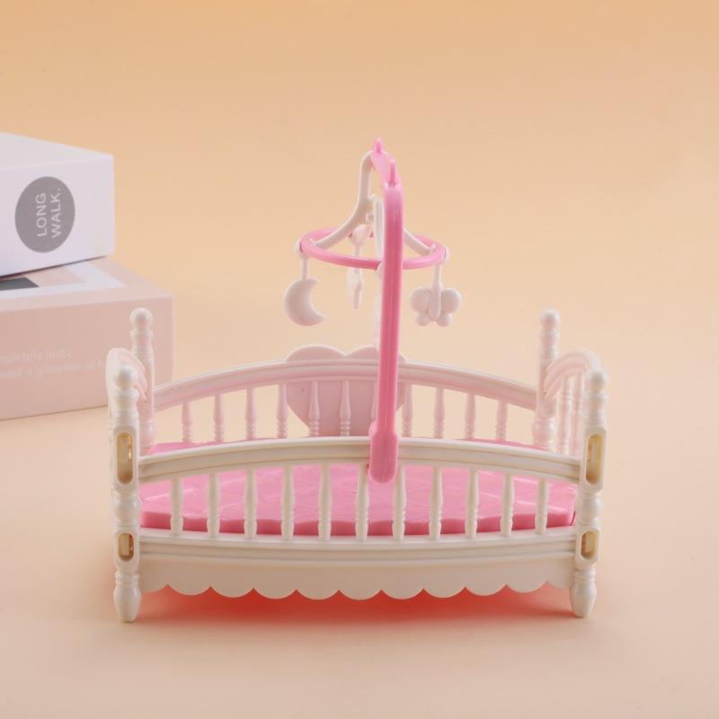 1Pc Play House Toy Accessories Simulation Ins Doll House Crib Mini Bedroom Furniture Miniature Cartoon Small Ornament
