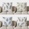 Home Decor Grey Feather Pattern Decorative Throw Pillow Pattern Cushion Cover Suitable For Sofa Bedroom Car Pillow Cover
