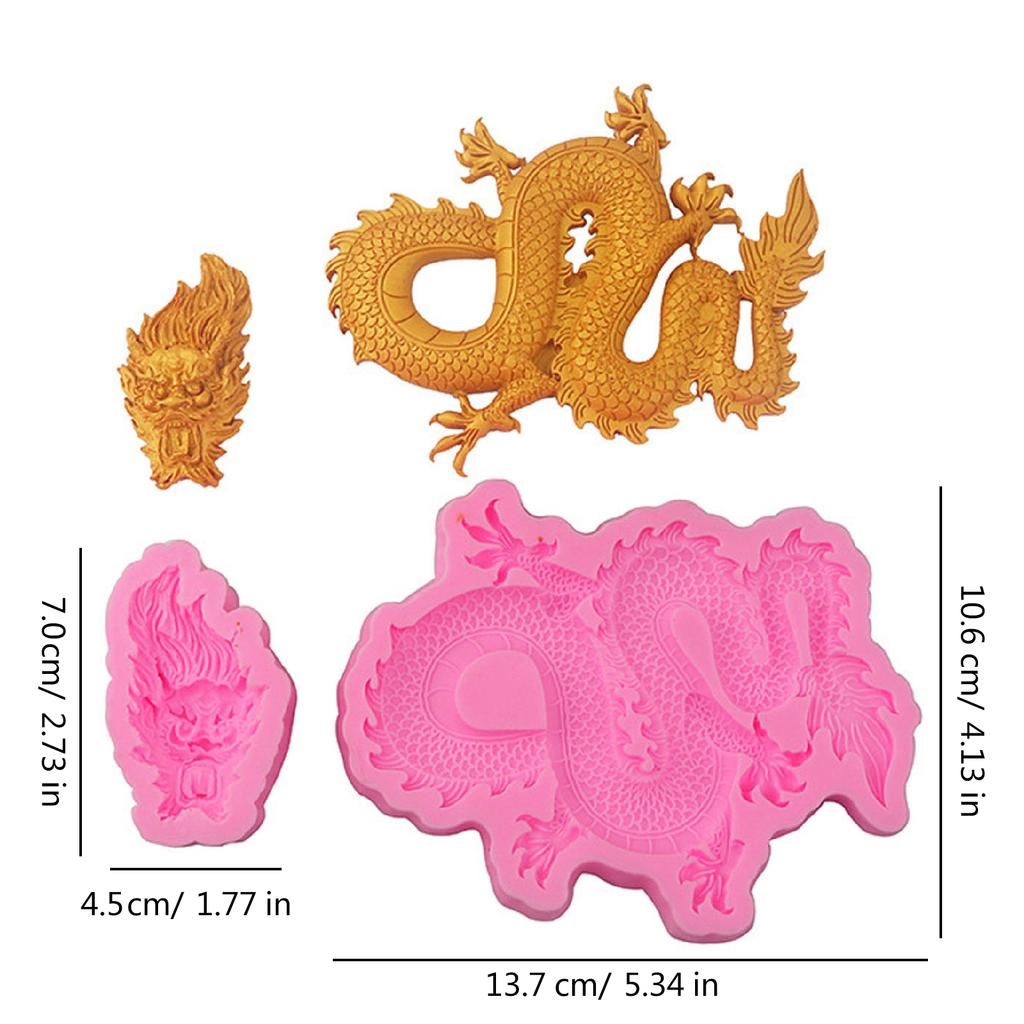 Chinesischer Drache Silikonform Runde Drachen Designs Silikon Fondantformen Silikon Backzubehör für Verschiedene Handarbeiten