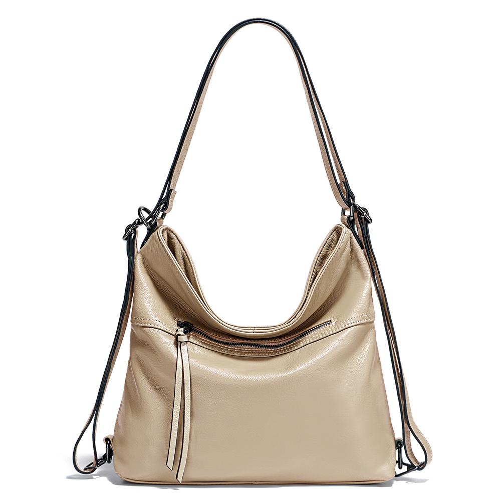 

Zency Fashion Soft Cowhide Leather Large Hobo Bag абрикосовый