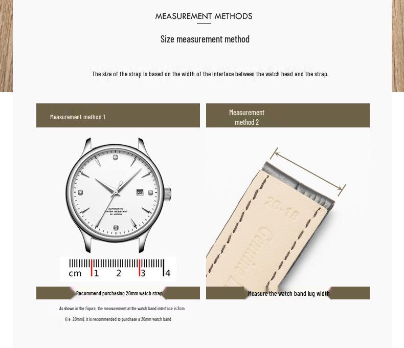 Bamboo Pattern Genuine Leather Watch Strap with Soft Cowhide and Butterfly Buckle for Men and Women