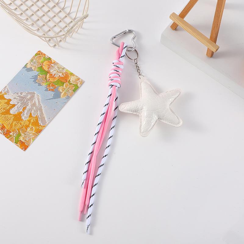 Pendentif Porte-clés Étoile Élégant avec Cordon en Cuir Tressé - Charme de Sac Style Ins & Dragonne de Téléphone.