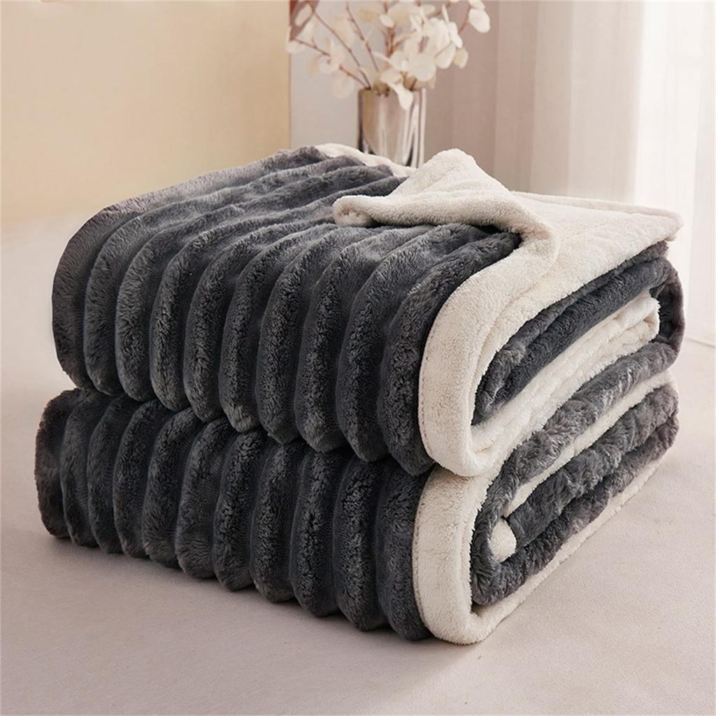 Plush Double Layer Fleece Throw Blanket Soft Warm Cozy Lightweight 150x200cm Suitable for Home Office Travel Use