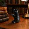 Décoration Chat de Bureau Figurine de Lecture Imprimée en 3D, Ornement Décoratif avec Base Lestée Antidérapante, Pièce d'Art Paresseuse Statue Intellectuelle Œil