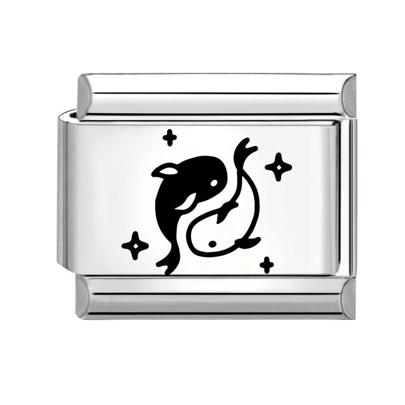 Black Piano Chess Boardlaser Engraving Links Fit 9mm Italian Charms Bracelet Jewelry DIY Making Gifts