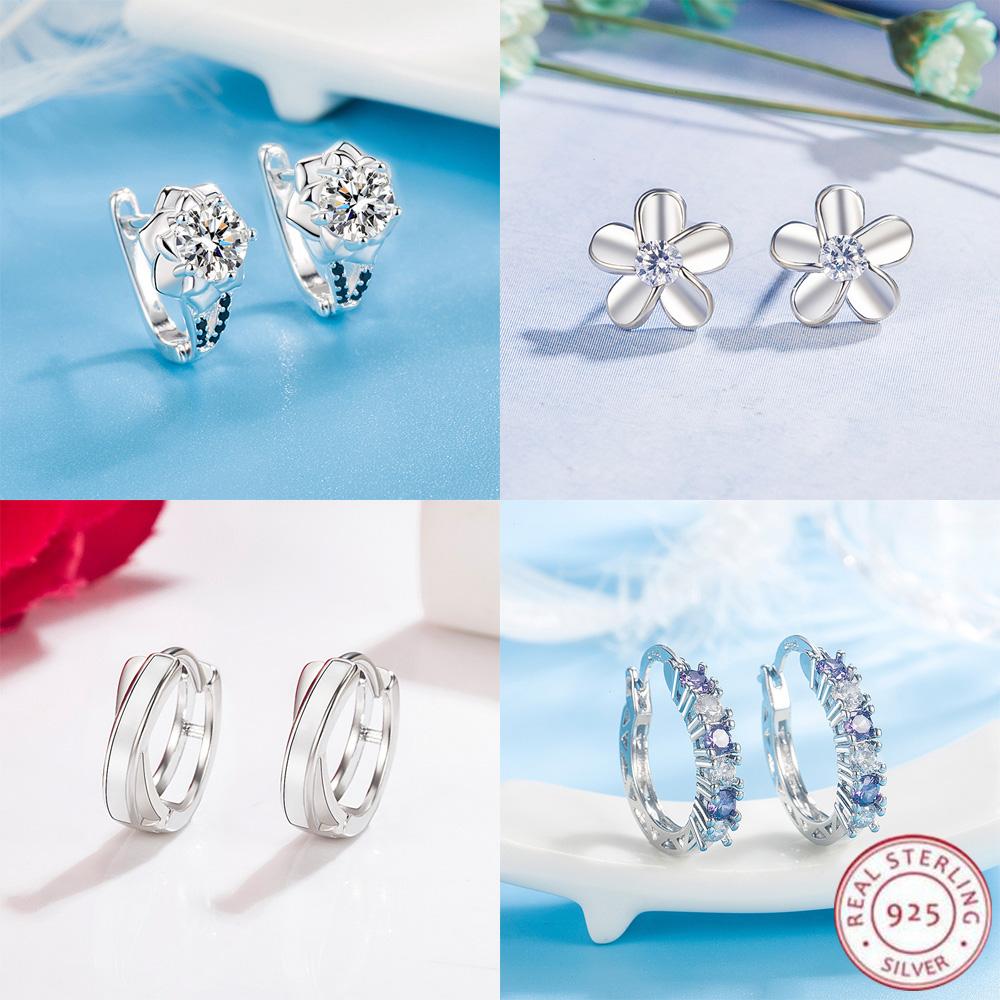 New 925 Silver Heart Stud Earrings Fashion High Quality For Women's Wedding Fine Jewelry Accessories Party Gifts