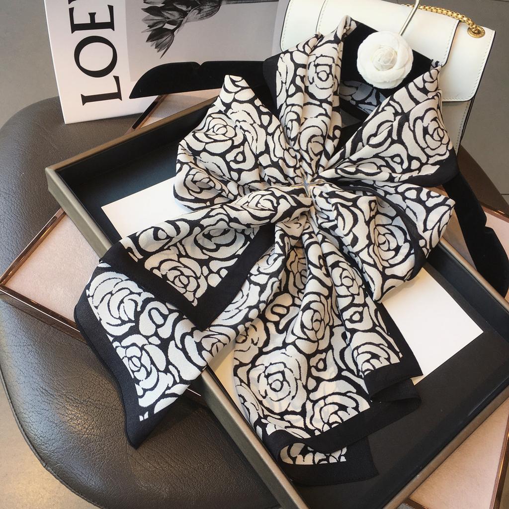 111 mulberry silk scarf French rose silk double crepe silk scarf long silk streamer Hangzhou silk spring and autumn