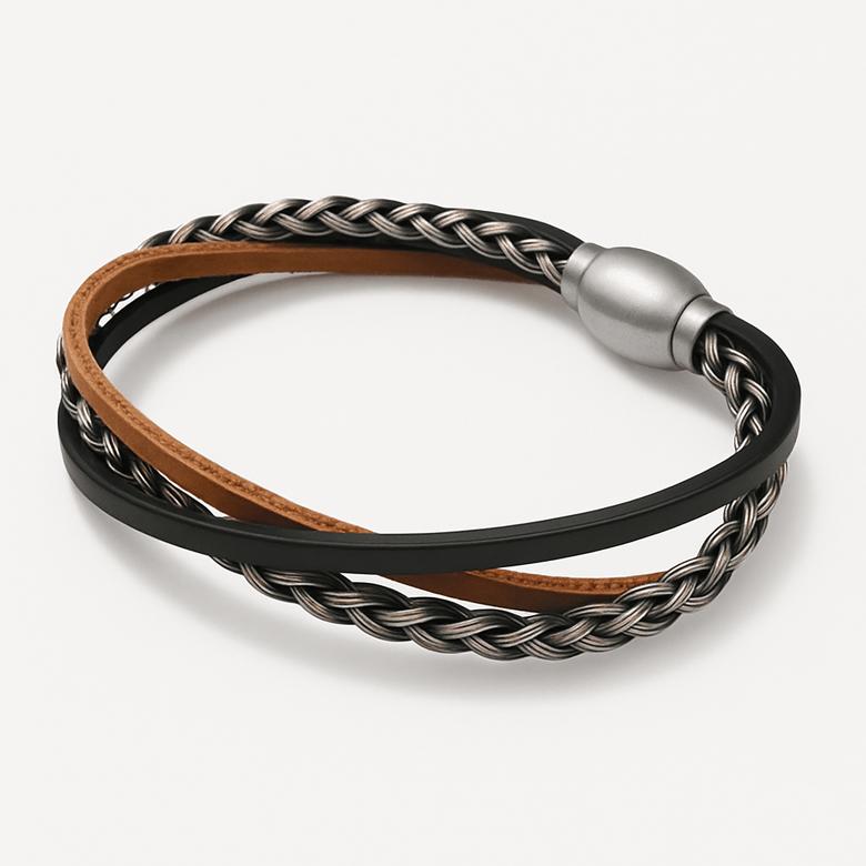 Mark-4 Layered Leather Bracelet (3T3C)