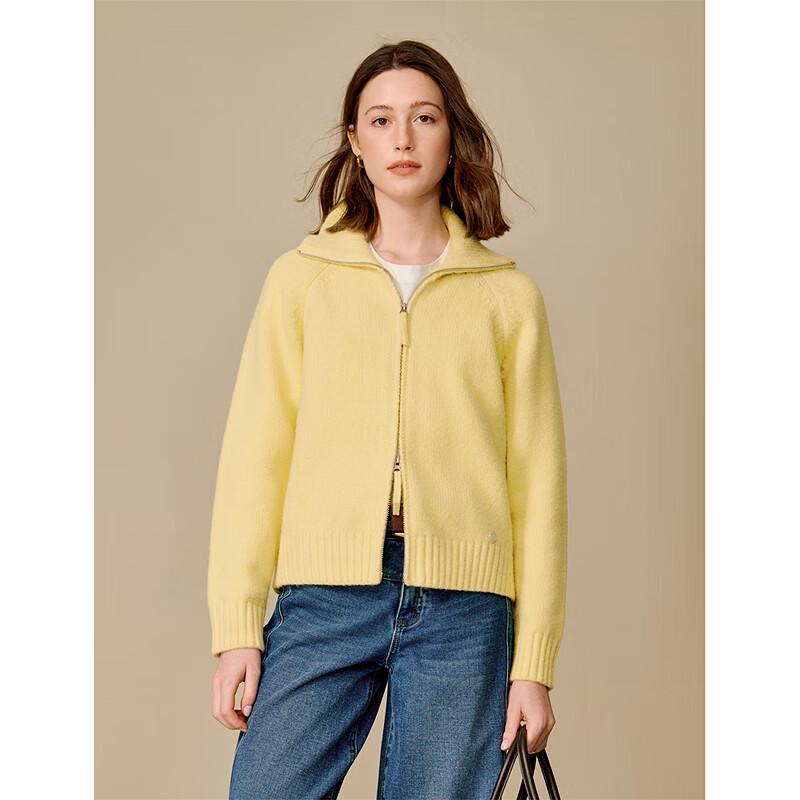 INMAN Women's Cashmere Blend Double-Zip Knit Cardigan