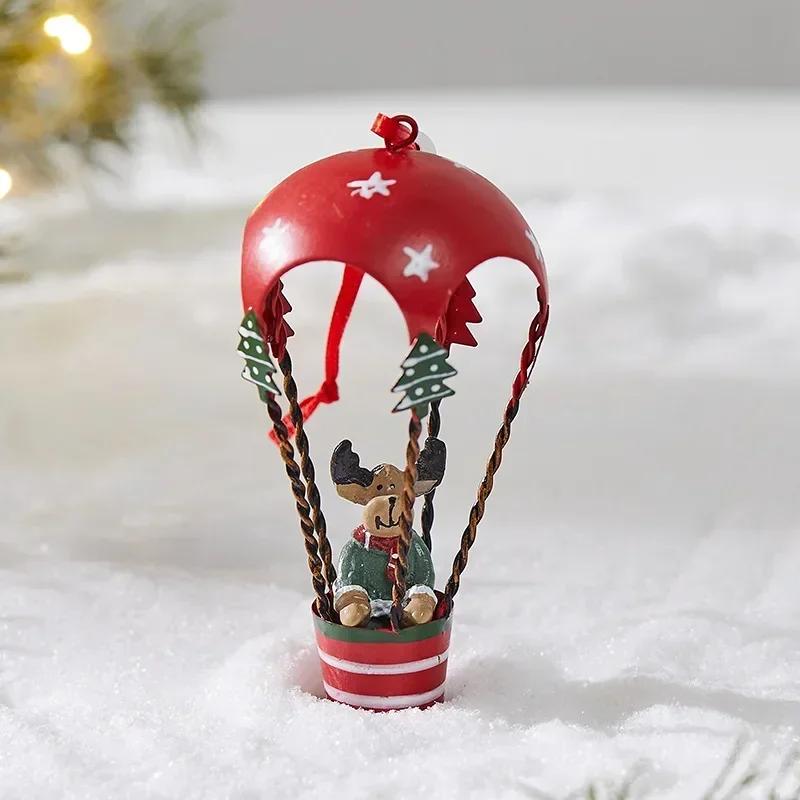 2024 New Christmas Iron Decoration Small Mailbox Santa Claus Elk Pendant Holiday Snowman Ornament Christmas Hot Air Balloon