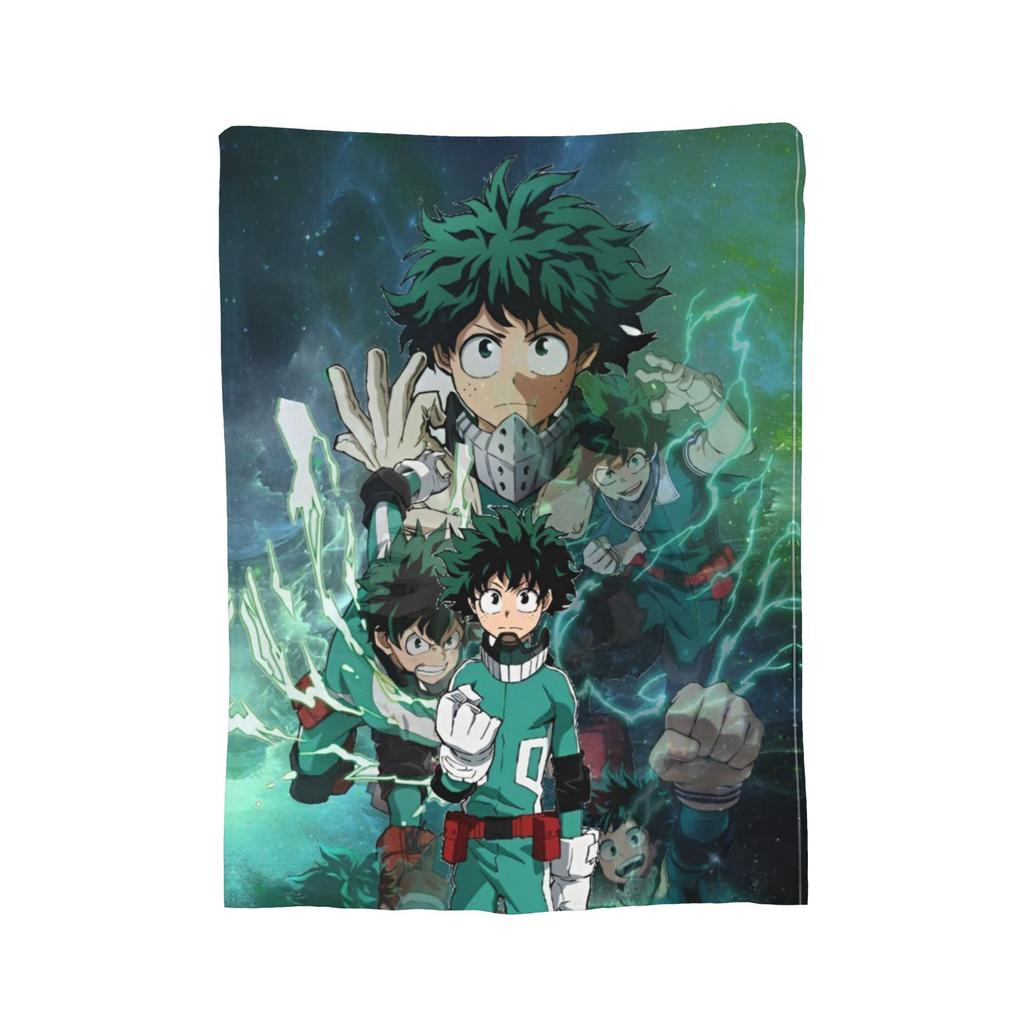My Hero Academia Deku Izuku Knitted Blanket Coral Fleece Plush Super Warm Throw Blankets for Airplane Travel Bed Rug