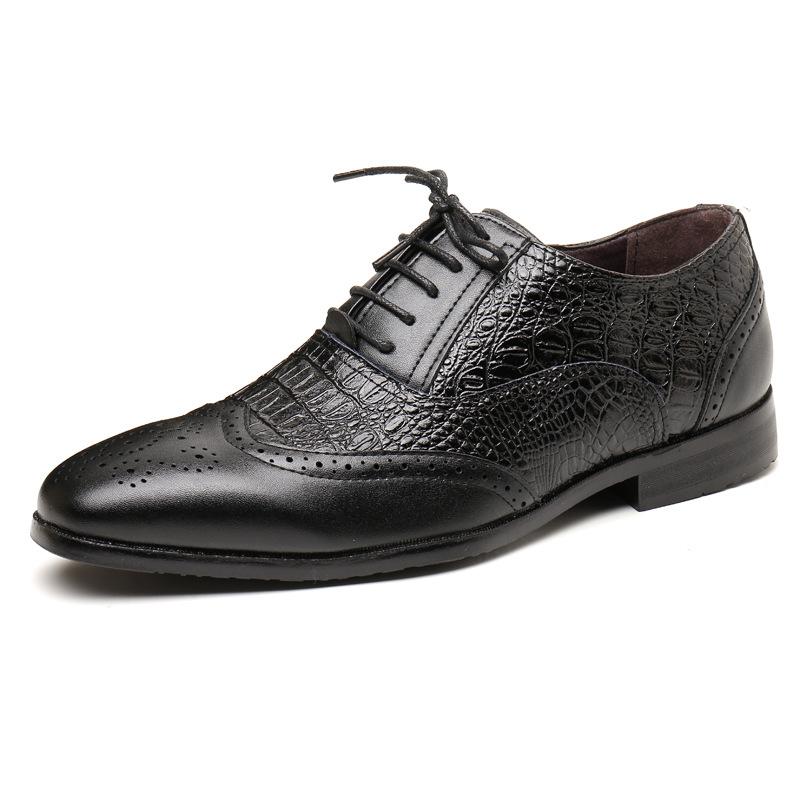 Fashion Whoholl Men Crocodile Dress Leather Shoes Lace-Up Wedding Party Shoes Mens Business Office Oxfords Flats Plus Size Men Fashion