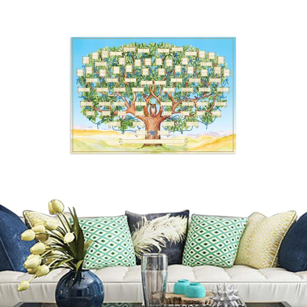 Plátno s rodokmenem 6 generací, vyplnitelný rodokmen, rodinný rodokmen, závěsné samolepky na zeď, domácí dekorace