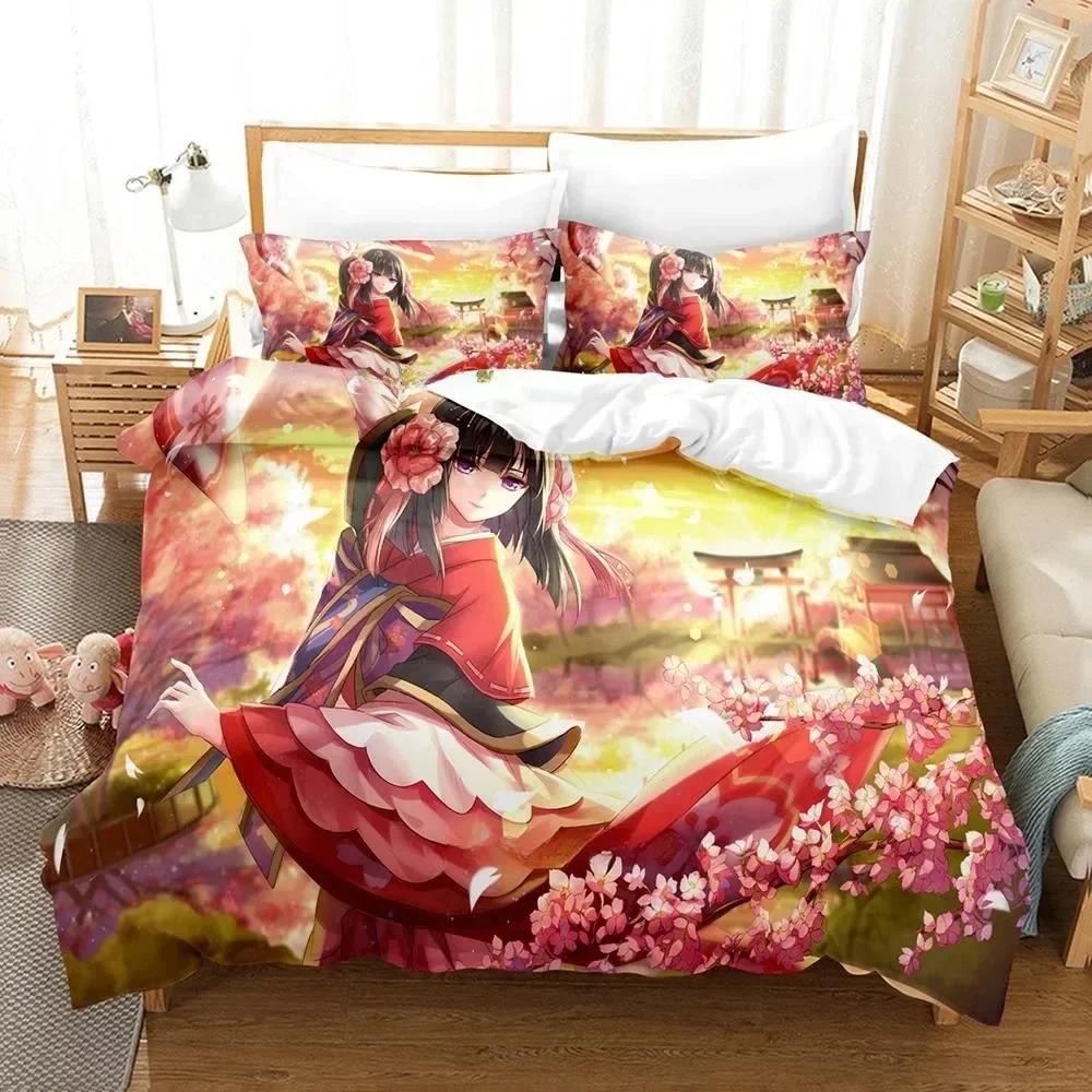 3D Printing Game Kawaii Girls Onmyoji Bedding Set Single Twin Full Queen King Size Bed Set Adult Kid Bedroom Duvet Cover Sets