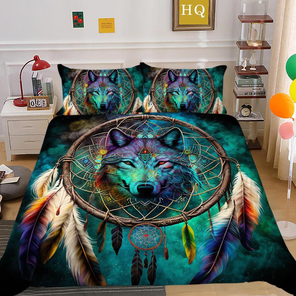 3D Wolf Printing Comforter Cover Set Double Size Microfiber Bedspreads Boy Teen Fashion Home Textiles