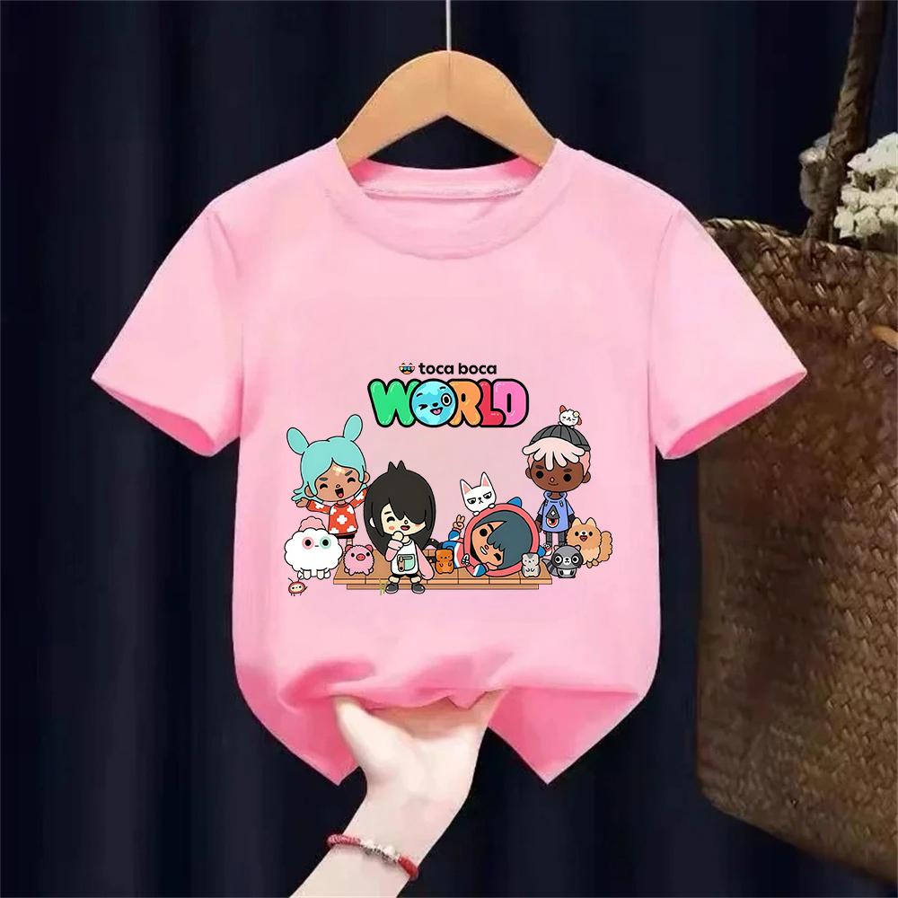 Toca Boca World Magliette in Cotone Bambine Bambini Vestiti Gioco Toca Life World Maglietta Bambini Comode Versatili Top Estivi Manica Corta