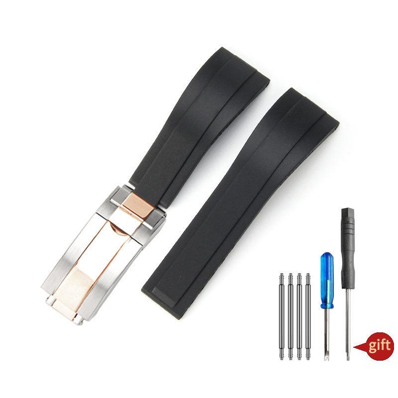 Watchband 20mm Nature Soft Silicone Rubber Watchband For Rolex Watch Strap Daytona Submariner GMT OYSTERFLEX Bracelet Folding Buckle