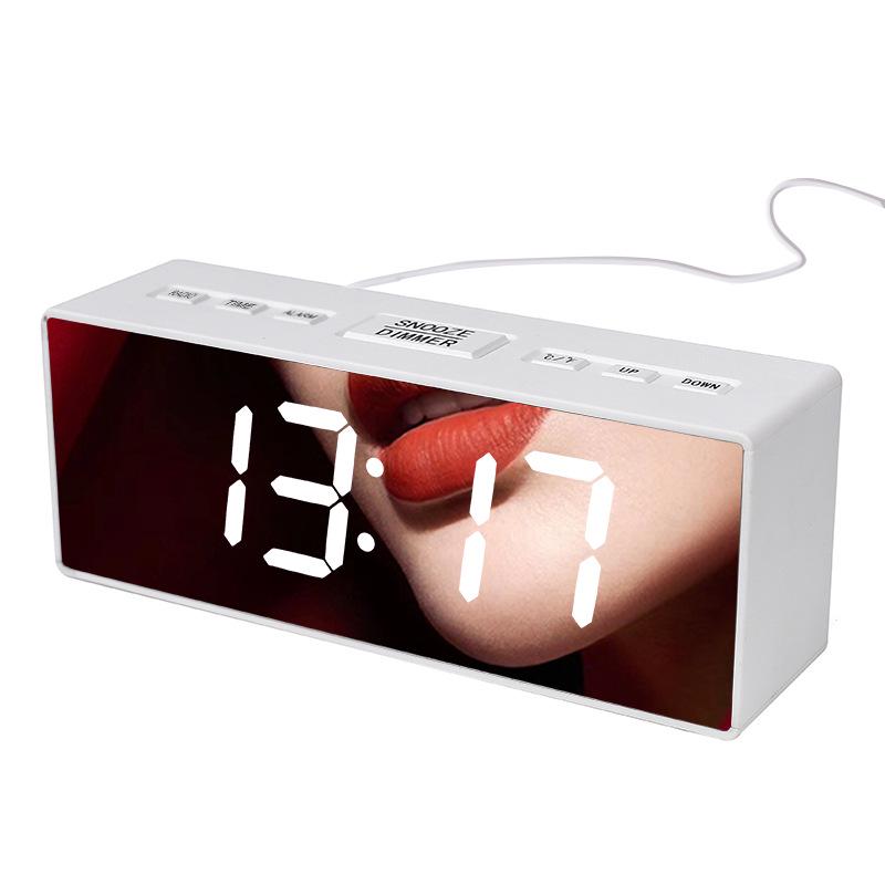 Perpetual Calendar FM Radio LED Mirror Digital Clock for Office
