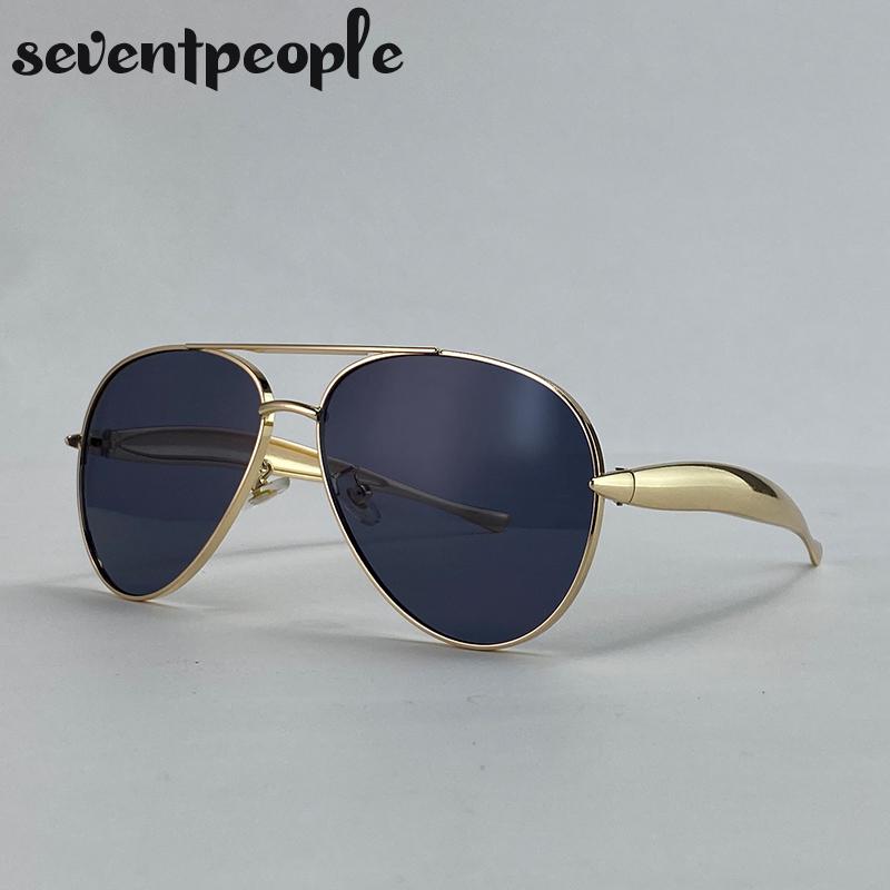 Oversized Pilot Sunglasses Women  Luxury Brand Vintage Oval Punk Sun Glasses  For Ladies Retro Steampunk Double Beam Eyewear