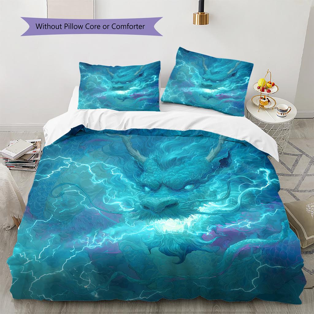 Lightning dragon  Pattern Bedding Quilt Set Quilt Cover Pillowcase Home Decoration  Gift (1 * duvet cover + 2 * pillowcase, without core)