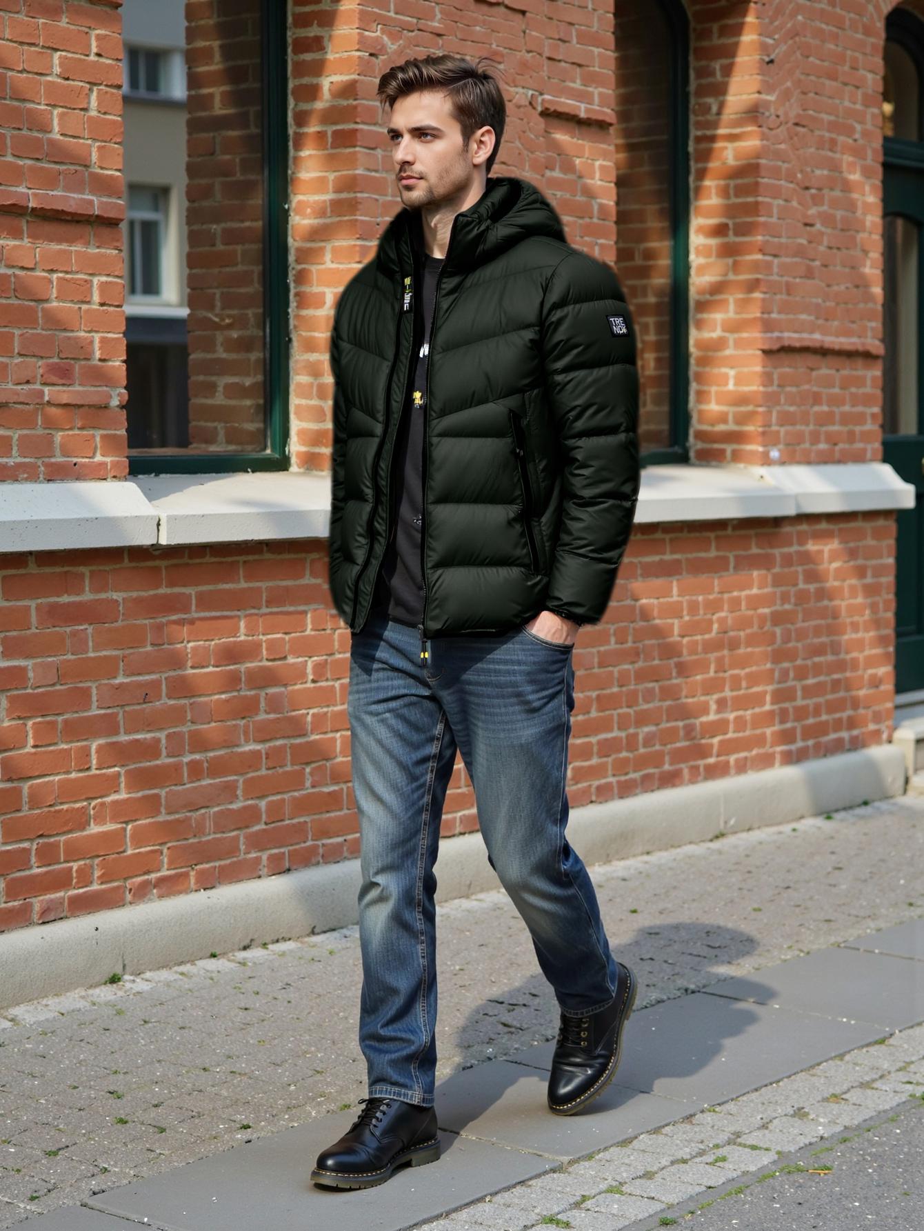 

Cinemore 2025 Winter Coat Men s Down Jacket with Pockets, Warm, Drawstring, Hooded, Short Parka Men s 8005 5XL зелёный