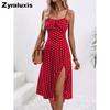 Trendy Summer New Dress Imported Sexy Halter Slit Floral Sundress
