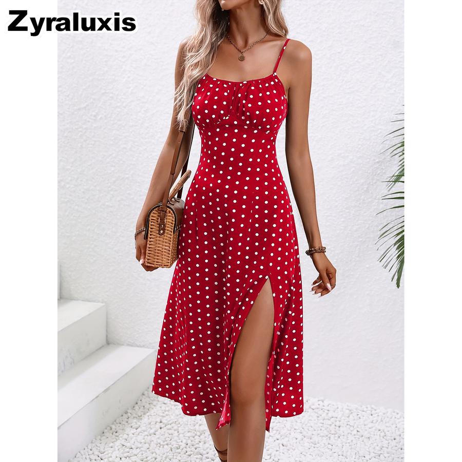 Trendy Summer New Dress Imported Sexy Halter Slit Floral Sundress