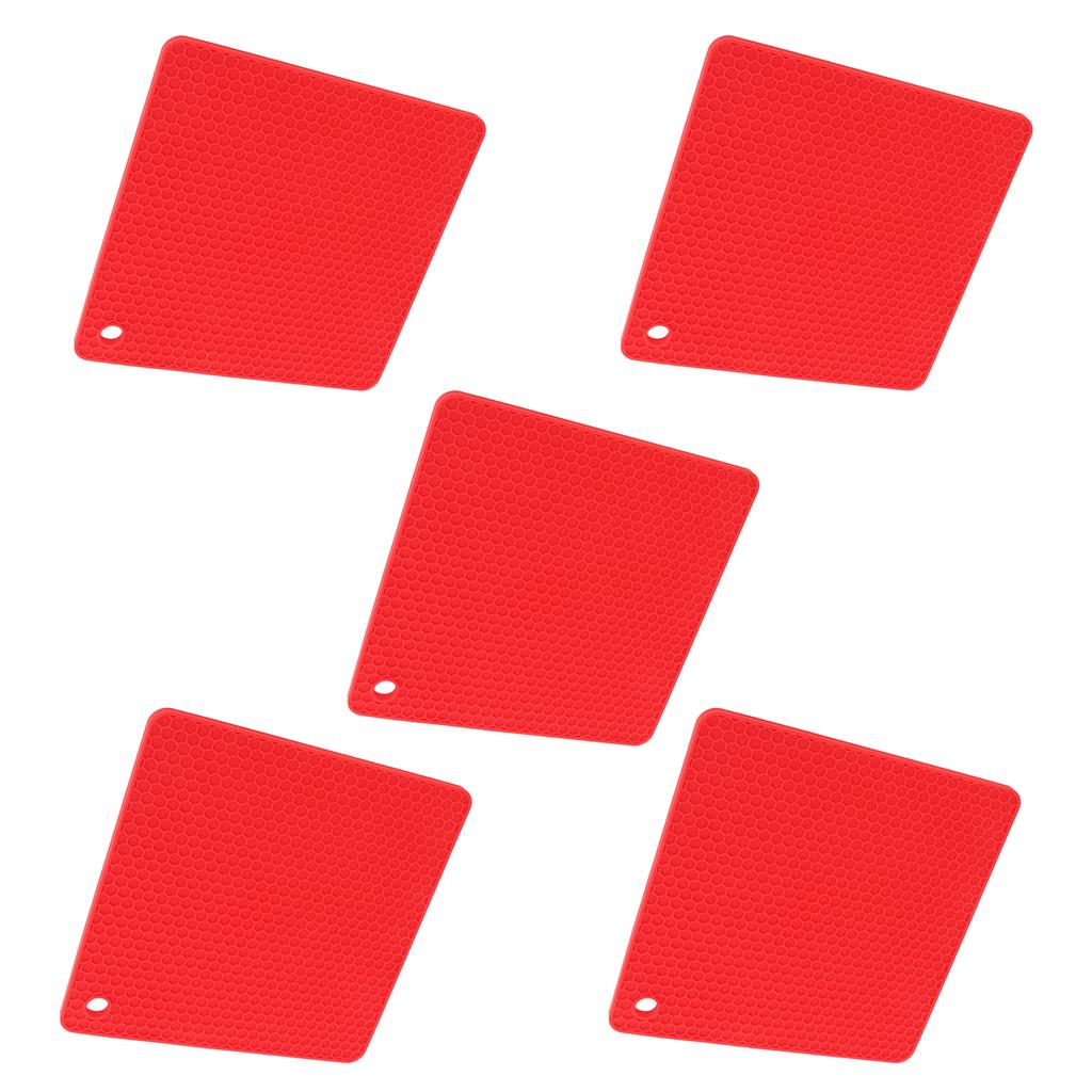 5pcs Silicone Pot Holders Mat Heat Resistant Anti Slip Square Honeycomb Trivet Mat Hot Pads for
