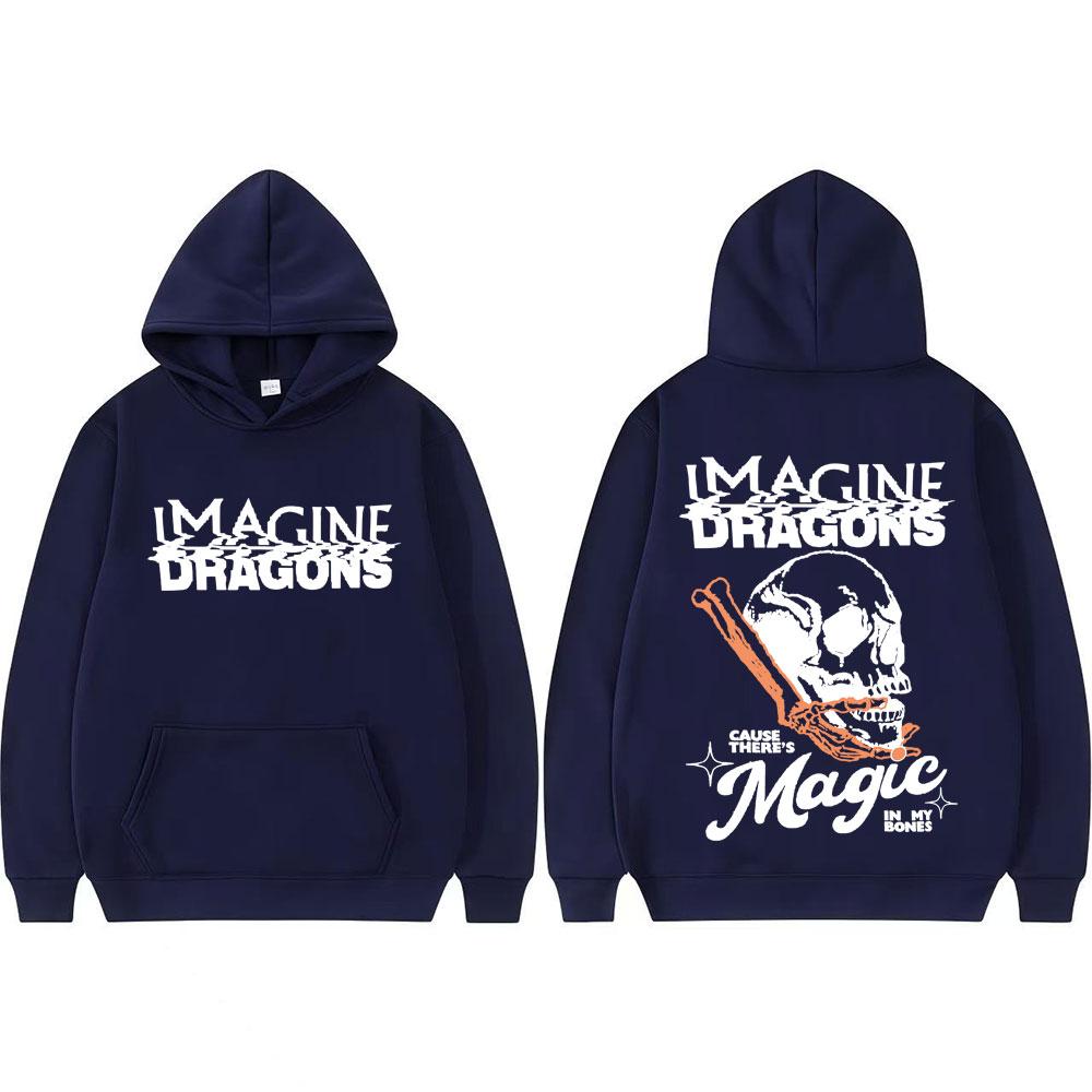 Imagine Dragons Loom World Tour 2025 Skull Sweatshirts Men Women Hip Hop Vintage Hoodies Long Sleeve Oversized Hoodie Streetwear