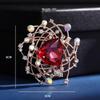 Exquisite Women's Red Flower Brooch – Niche Design, High-End Suit Accessory