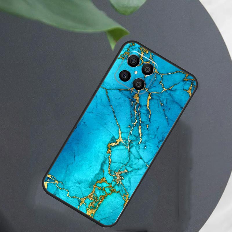 Teal Blue Gold Agate Marble For Honor Magic 7 Lite 6 8 Case For Honor 200 400 Pro 90 70 50 X8c X8b X9a X9b X9c X9d Win RT