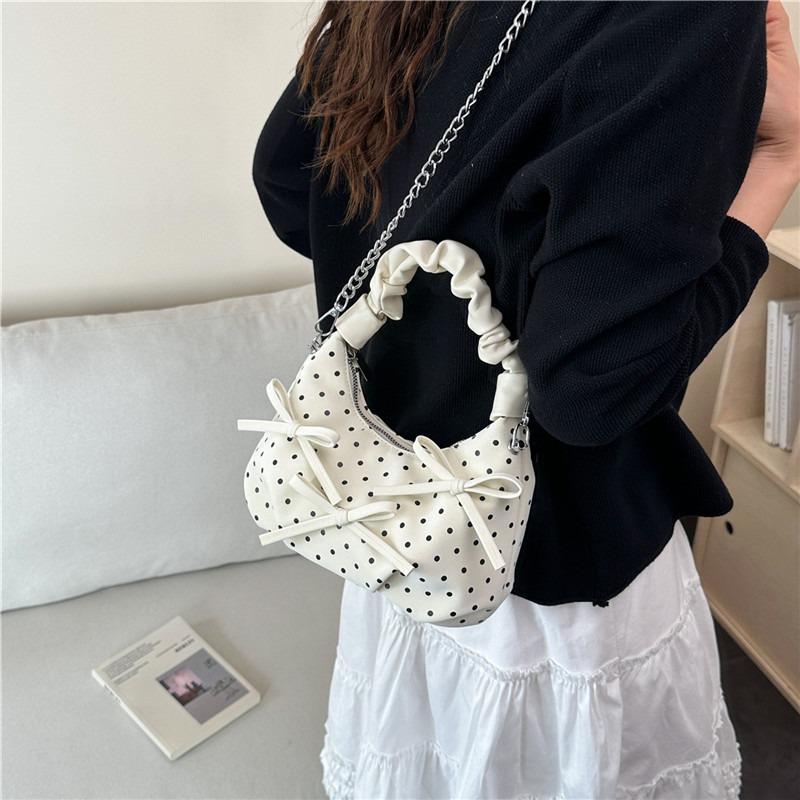 Korean version bow polka dot bag women's new fashionable foreign style chain bag small fresh mini messenger bag