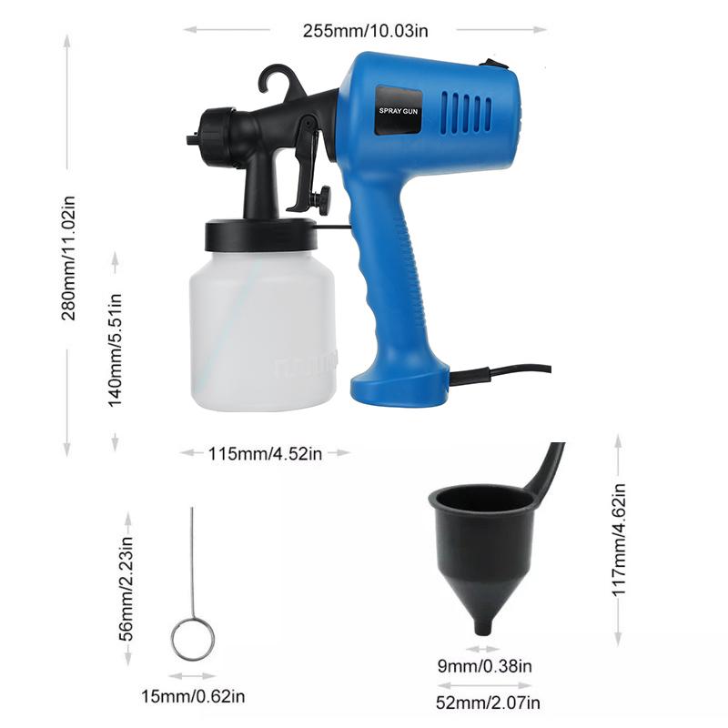 

AC 220V Air Spray Guns Copper Motor 400W Electric Paint Sprayer Disinfection blue 800ml