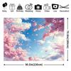 2D Pastel Cherry Blossom Tapestry Aesthetic Spring Sky Wall Art with Falling Sakura Petals
