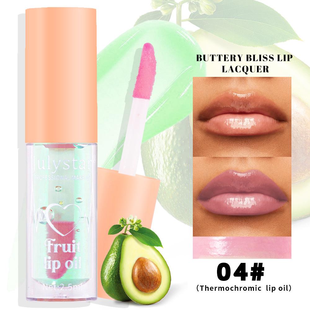Julystar 20 Color Fruit Lip Gloss Pearlescent Dudu Lip Moisturizing and Moisturizing Mirror Water Light Temperature Changing Lip Oil